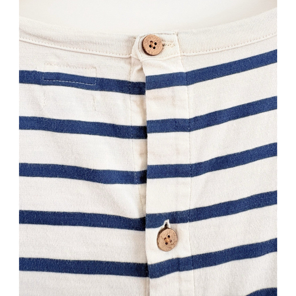 Faherty Merritt T-Shirt Dress Amagansett Stripe Organic Cotton Button Back L - Picture 5 of 16